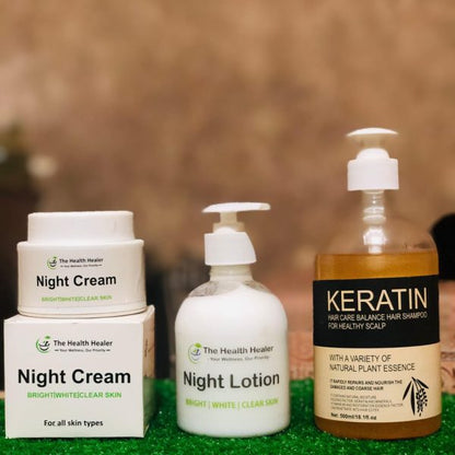 3 In Keratin Shampoo, Night Lotion & Night Cream Deal