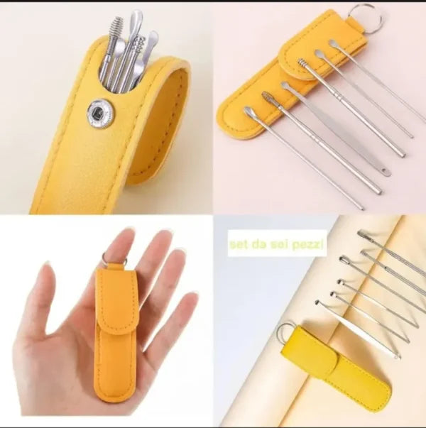 Ear Wax Cleaning Kit, 6 Pcs Ear Pick Tools, Wax Removal Kit, Ear Cleaning Tool Set, Spring Earwax Cleaner Tool Ear Wax Remover( Random Color)