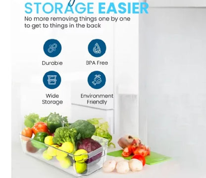 Food Container Storage Box / Refrigerator Organizer Box – Clear Plastic Bins For Fridge, Kitchen Cabinet, Freezer,