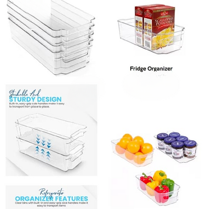 Food Container Storage Box / Refrigerator Organizer Box – Clear Plastic Bins For Fridge, Kitchen Cabinet, Freezer,