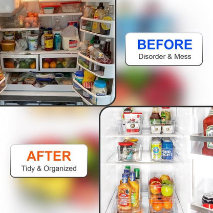 Food Container Storage Box / Refrigerator Organizer Box – Clear Plastic Bins For Fridge, Kitchen Cabinet, Freezer,