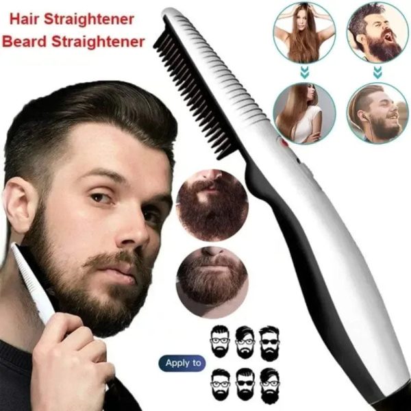 Rechargeable Hair Curler Beard Shawl Comb Multi Functional Hair Straightener Comb Brush – Imported