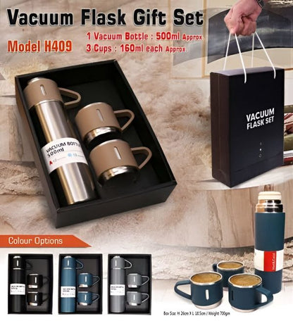 Stainless Steel Vacuum Flask Set – 500ml With 3 Cups (gift Box )