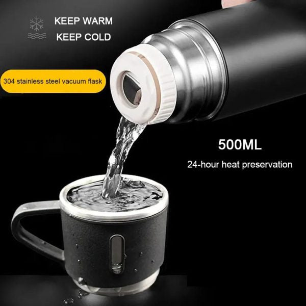 Stainless Steel Vacuum Flask Set – 500ml With 3 Cups (gift Box )